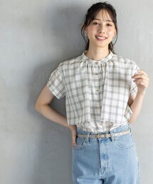 【洗える】バンドカラーレイヤード ブラウス
