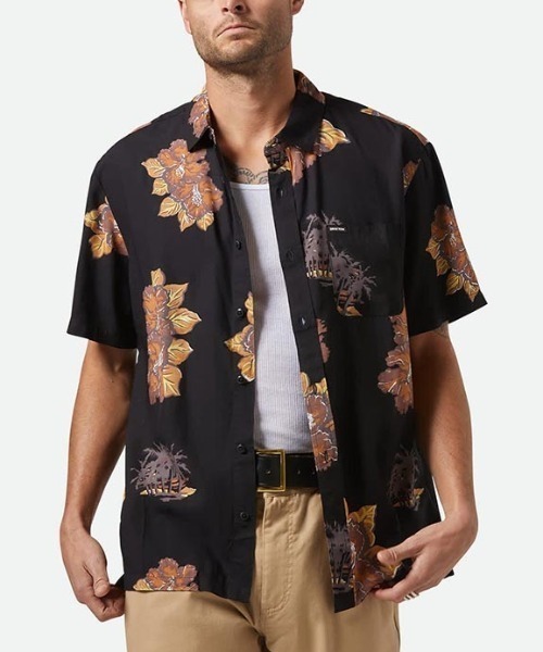 BRIXTON(ブリクストン)の「BRIXTON/ブリクストン 半袖シャツ 花柄 CRU PRINT S/S WVN 01447(シャツ/ブラウス・メンズ・ブラック/オフホワイト・L/M)」の2枚目の写真