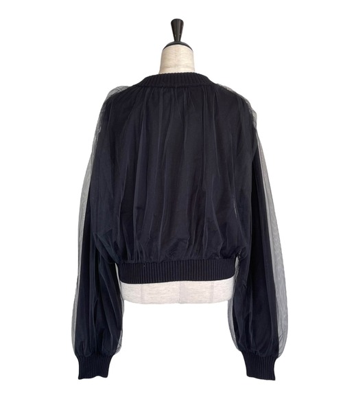 HONEY MI HONEY（ハニーミーハニー）の「over tulle knit cardigan（カーディガン/ボレロ・レディース・オフホワイト/サックスブルー/ブラック/ピンク・FREE）」の16枚目の写真