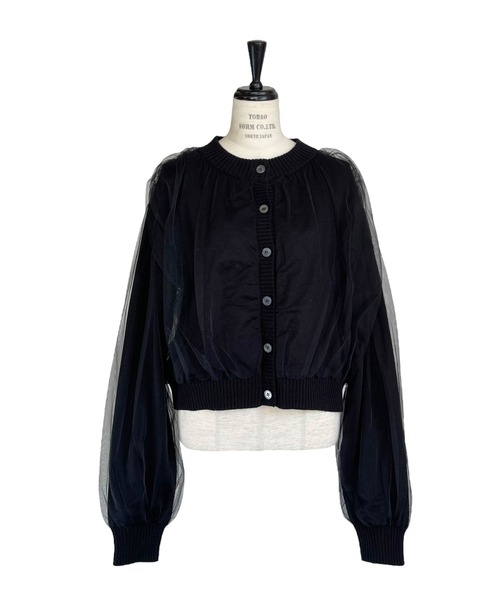 HONEY MI HONEY（ハニーミーハニー）の「over tulle knit cardigan（カーディガン/ボレロ・レディース・オフホワイト/サックスブルー/ブラック/ピンク・FREE）」の19枚目の写真