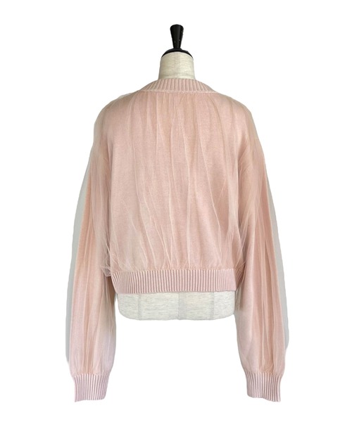 HONEY MI HONEY（ハニーミーハニー）の「over tulle knit cardigan（カーディガン/ボレロ・レディース・オフホワイト/サックスブルー/ブラック/ピンク・FREE）」の15枚目の写真