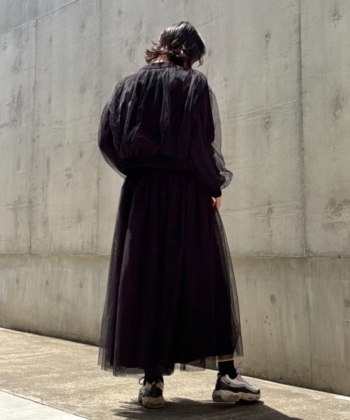 HONEY MI HONEY（ハニーミーハニー）の「over tulle knit cardigan（カーディガン/ボレロ・レディース・オフホワイト/サックスブルー/ブラック/ピンク・FREE）」の21枚目の写真