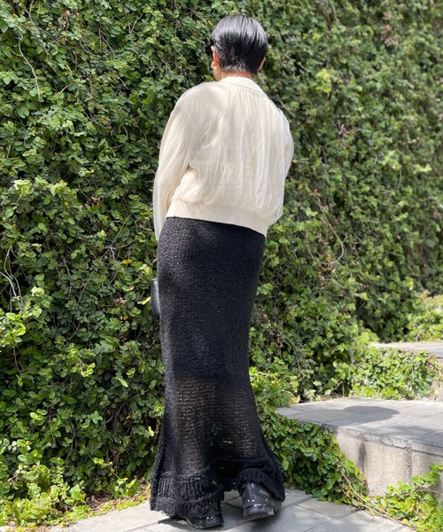 HONEY MI HONEY（ハニーミーハニー）の「over tulle knit cardigan（カーディガン/ボレロ・レディース・オフホワイト/サックスブルー/ブラック/ピンク・FREE）」の13枚目の写真