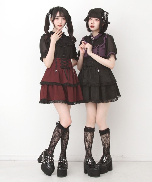 DearMyLove（ディアマイラブ）の「チョーカー風クロスレースブラウス（シャツ/ブラウス・レディース・パープル/ブラック/ボルドー・MEDIUM/LARGE/LL/3L）」の10枚目の写真