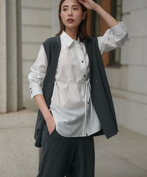 洗える/吊り干しOK】ヴィスコースストレッチ ニットベスト（ベスト