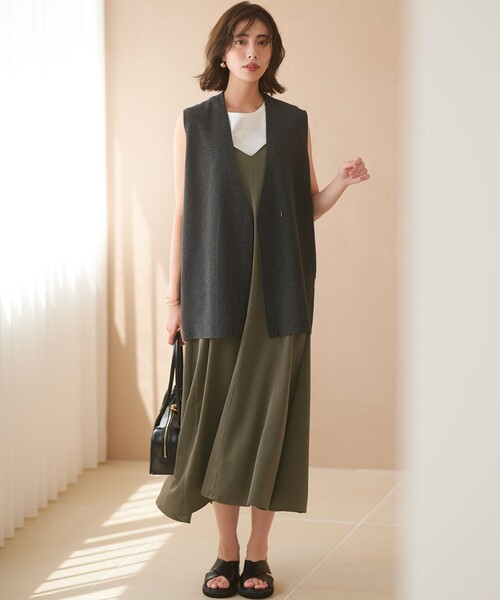 洗える/吊り干しOK】ヴィスコースストレッチ ニットベスト（ベスト