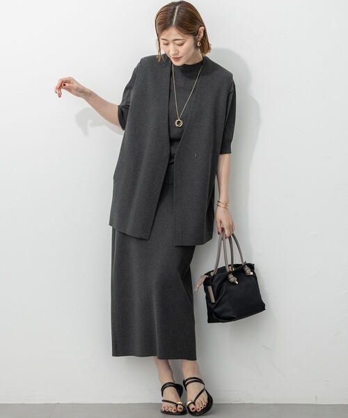 洗える/吊り干しOK】ヴィスコースストレッチ ニットベスト（ベスト