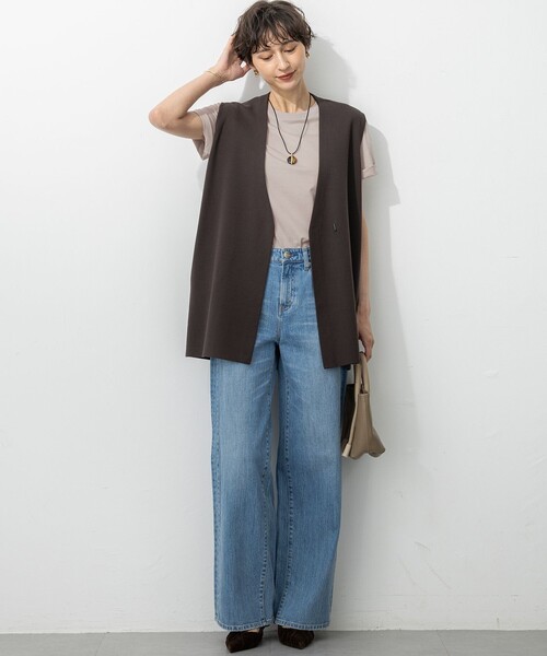 洗える/吊り干しOK】ヴィスコースストレッチ ニットベスト（ベスト