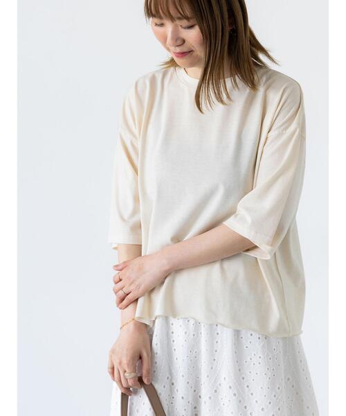 Lugnoncure(ルノンキュール)の「ヴィンテージ風加工Tシャツ(Tシャツ/カットソー・レディース・カーキ/チャコールグレー/ベージュ・F)」の2枚目の写真