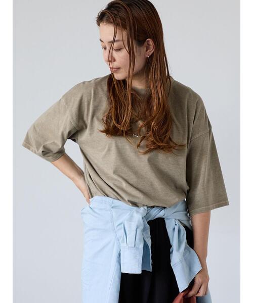 Lugnoncure(ルノンキュール)の「ヴィンテージ風加工Tシャツ(Tシャツ/カットソー・レディース・カーキ/チャコールグレー/ベージュ・F)」の3枚目の写真