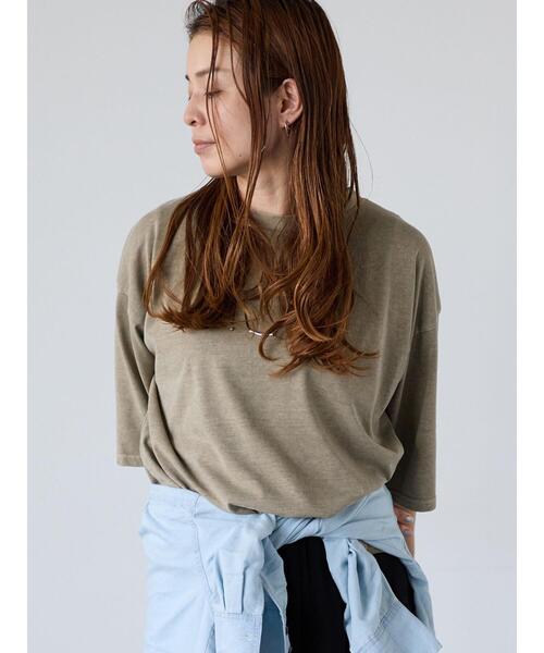 Lugnoncure(ルノンキュール)の「ヴィンテージ風加工Tシャツ(Tシャツ/カットソー・レディース・カーキ/チャコールグレー/ベージュ・F)」の11枚目の写真