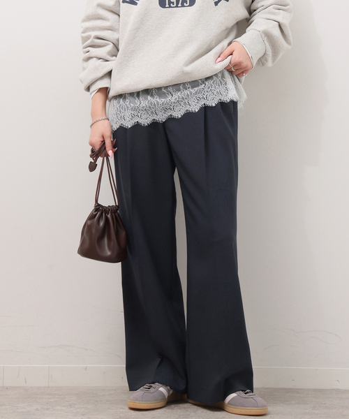 JOURNAL STANDARD relume（ジャーナルスタンダード　レリューム）の「《追加7》マットウースフレアタックパンツ（スラックス・レディース・チャコールグレー/グレー/ネイビー/ブラック・38/36）」の4枚目の写真