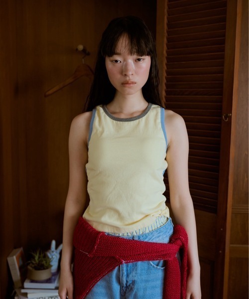 common gull products.(コモンガルプロダクツ)の「背の喪失感とリボン結びタンク(タンクトップ・レディース・イエロー/杢グレー/ホワイト系・フリー)」の3枚目の写真