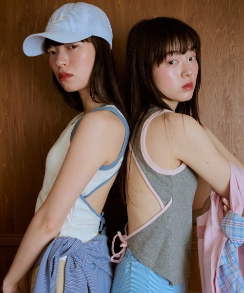 common gull products.(コモンガルプロダクツ)の「背の喪失感とリボン結びタンク(タンクトップ・レディース・イエロー/杢グレー/ホワイト系・フリー)」の21枚目の写真