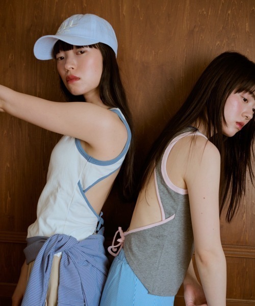 common gull products.(コモンガルプロダクツ)の「背の喪失感とリボン結びタンク(タンクトップ・レディース・イエロー/杢グレー/ホワイト系・フリー)」の20枚目の写真
