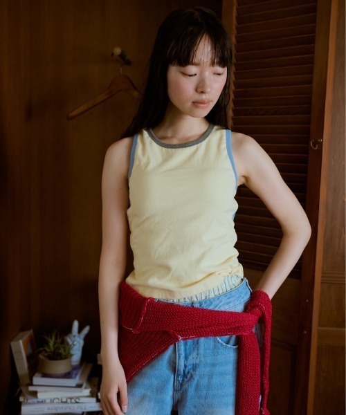 common gull products.(コモンガルプロダクツ)の「背の喪失感とリボン結びタンク(タンクトップ・レディース・イエロー/杢グレー/ホワイト系・フリー)」の12枚目の写真