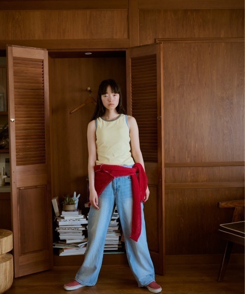 common gull products.(コモンガルプロダクツ)の「背の喪失感とリボン結びタンク(タンクトップ・レディース・イエロー/杢グレー/ホワイト系・フリー)」の5枚目の写真