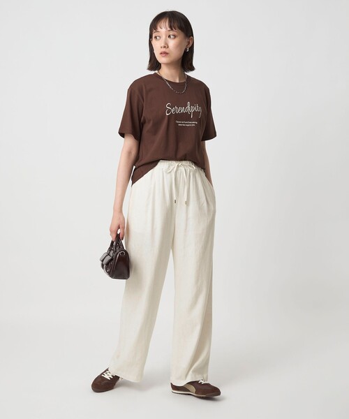 green label relaxing(グリーンレーベルリラクシング)の「BREEZE LINEN ブリーズリネン ワイド パンツ オフホワイト 2(その他パンツ・レディース・オフホワイト・44/40/38/42/36/34/SHORT/TALL)」の4枚目の写真