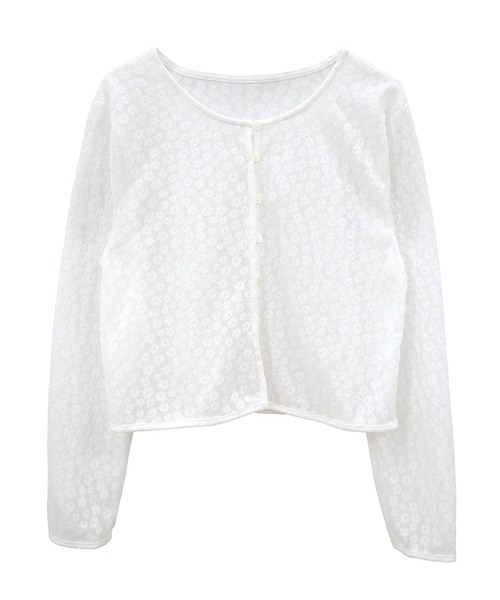 HEILIS（ヘイリス）の「花柄シアーカーディガン/ブラック ホワイト シアー レース カーディガン 長袖 トップス ボレロ 花柄 刺繍 春服 夏服 秋服 韓国 オフィスカジュアル 羽織り 冷房対策 日焼け対策 ガーリー シティガール（カーディガン/ボレロ・レディース・ブラック/オフホワイト・FREE）」の22枚目の写真
