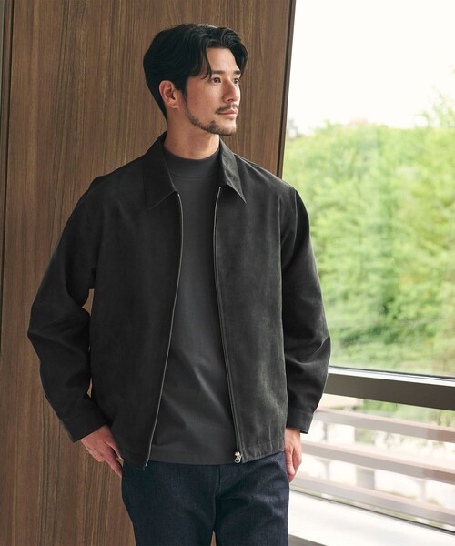 WEB限定 WARDROBE SMART】スエードライク ジップ ブルゾン（ブルゾン