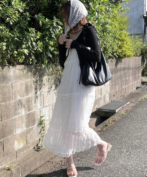 etta(エタ)の「カップ付きフロントリボンキャミソール付きカーディガン(カーディガン/ボレロ・レディース・ホワイト/ブラック・FREE)」の12枚目の写真