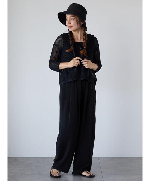 Lugnoncure（ルノンキュール）の「麻タッチ衿付きメッシュニットカーディガン（カーディガン/ボレロ・レディース・レッド/キナリ/ブラック・F）」の10枚目の写真