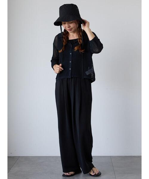 Lugnoncure（ルノンキュール）の「麻タッチ衿付きメッシュニットカーディガン（カーディガン/ボレロ・レディース・レッド/キナリ/ブラック・F）」の11枚目の写真