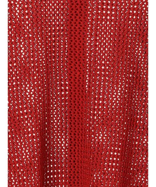 Lugnoncure（ルノンキュール）の「麻タッチ衿付きメッシュニットカーディガン（カーディガン/ボレロ・レディース・レッド/キナリ/ブラック・F）」の21枚目の写真