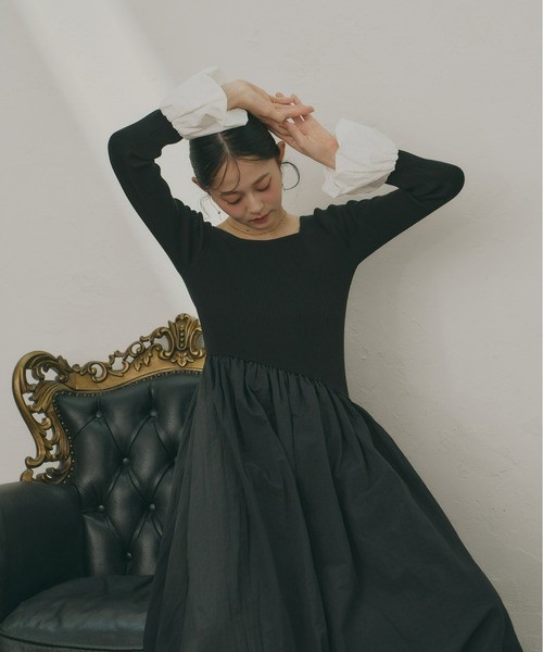 ニットドッキングバルーンワンピース（ワンピース）｜Olu