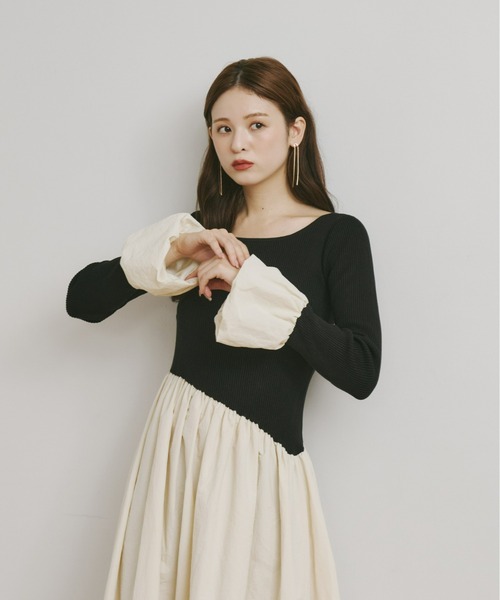 Olu.（オルドット）の「ニットドッキングバルーンワンピース（ワンピース・レディース・アイボリー/ブラック/ブラック系・0/1）」の20枚目の写真