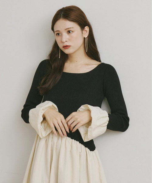 Olu.（オルドット）の「ニットドッキングバルーンワンピース（ワンピース・レディース・アイボリー/ブラック/ブラック系・0/1）」の21枚目の写真