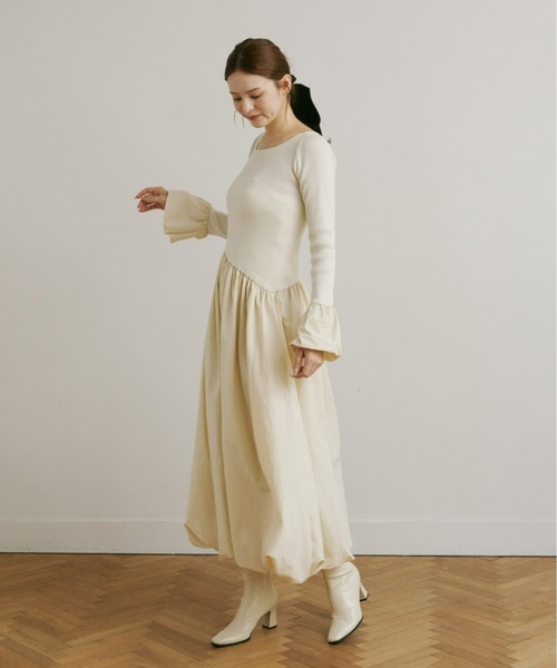 Olu. オルドット ニットドッキングバルーンワンピース black other ニットドッキングバルーンワンピース