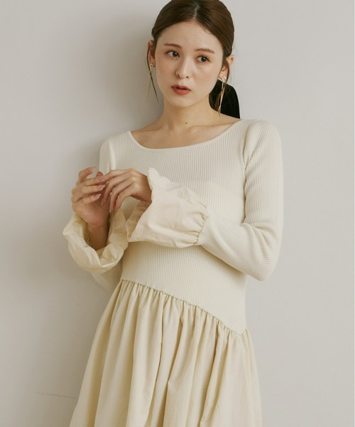ニットドッキングバルーンワンピース（ワンピース）｜Olu