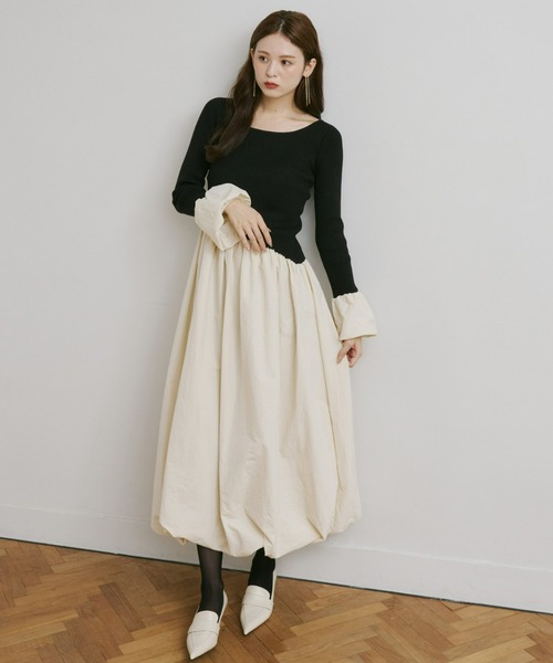 ニットドッキングバルーンワンピース（ワンピース）｜Olu.（オルドット