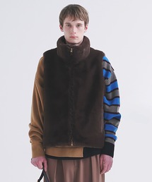 CULLNI(Nj)Eco Fur Zip Up Stand Collar Vest(_ExXg)