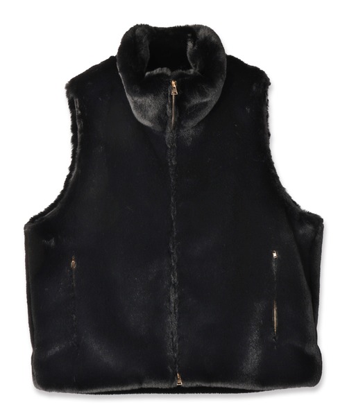 CULLNI(クルニ)の「Eco Fur Zip Up Stand Collar Vest(ダウンベスト・メンズ・ブラック/ブラウン・0/1/2)」の2枚目の写真