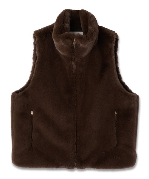 CULLNI(クルニ)の「Eco Fur Zip Up Stand Collar Vest(ダウンベスト・メンズ・ブラック/ブラウン・0/1/2)」の4枚目の写真