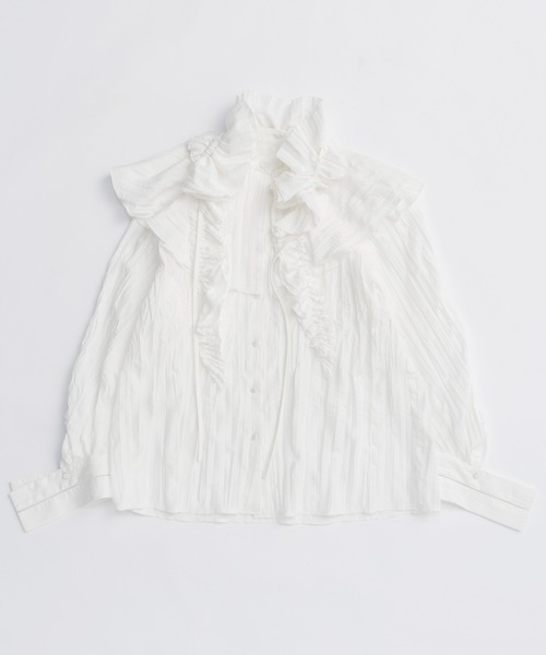 【新品未使用】ラッフルフリルブラウスMAISON SPECIAL 白 ホワイト 2way Ruffled Frilled Blouse/2WAYラッフルフリルブラウス（シャツ