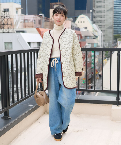 FREAK'S STORE（フリークスストア）の「変形ステッチ 裏配色 キルトジャケット/リバーシブルキルトジャケット（ミリタリージャケット・レディース・ブラック/ブラウン/ベージュ・ﾌﾘ-）」の15枚目の写真