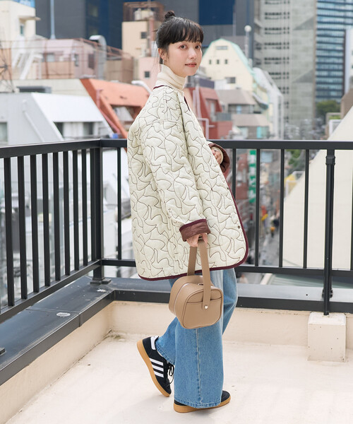 FREAK'S STORE（フリークスストア）の「変形ステッチ 裏配色 キルトジャケット/リバーシブルキルトジャケット（ミリタリージャケット・レディース・ブラック/ブラウン/ベージュ・ﾌﾘ-）」の17枚目の写真