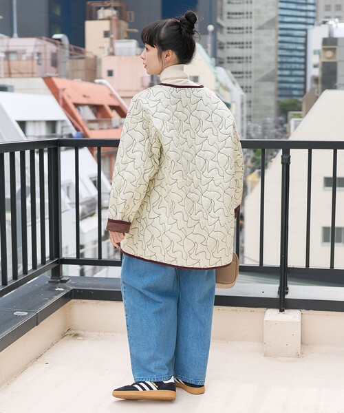 FREAK'S STORE（フリークスストア）の「変形ステッチ 裏配色 キルトジャケット/リバーシブルキルトジャケット（ミリタリージャケット・レディース・ブラック/ブラウン/ベージュ・ﾌﾘ-）」の18枚目の写真