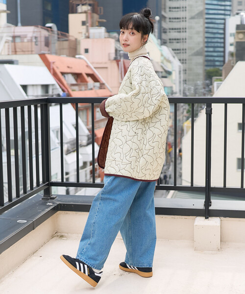 FREAK'S STORE（フリークスストア）の「変形ステッチ 裏配色 キルトジャケット/リバーシブルキルトジャケット（ミリタリージャケット・レディース・ブラック/ブラウン/ベージュ・ﾌﾘ-）」の19枚目の写真