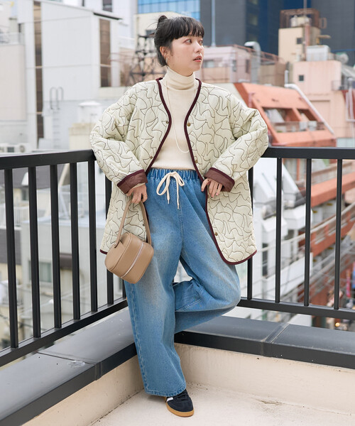 FREAK'S STORE（フリークスストア）の「変形ステッチ 裏配色 キルトジャケット/リバーシブルキルトジャケット（ミリタリージャケット・レディース・ブラック/ブラウン/ベージュ・ﾌﾘ-）」の20枚目の写真