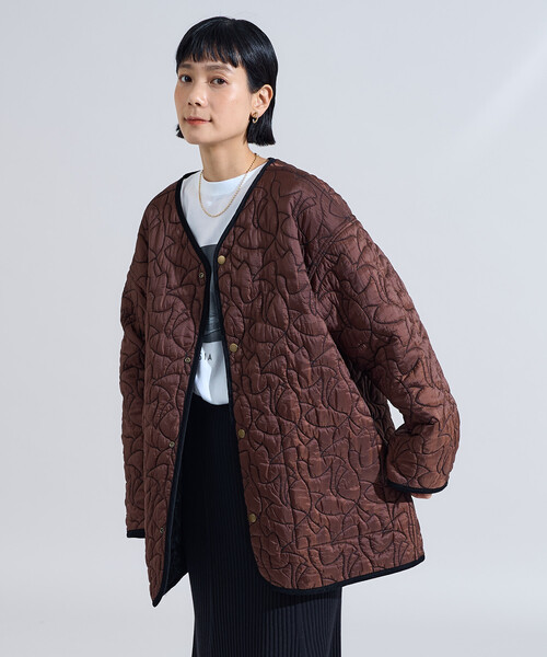 セール】変形ステッチ 裏配色 キルトジャケット/リバーシブルキルト