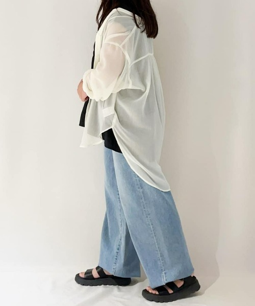 Right-on(ライトオン)の「HONEYSUCKLE ROSE(ハニーサックルローズ)接触冷感異素材切替ノースリーブTシャツ(その他トップス・レディース・オフホワイト/ブラック・M/L)」の15枚目の写真