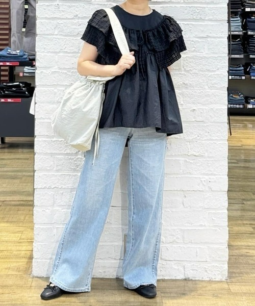 Right-on(ライトオン)の「HONEYSUCKLE ROSE(ハニーサックルローズ)接触冷感異素材切替ノースリーブTシャツ(その他トップス・レディース・オフホワイト/ブラック・M/L)」の18枚目の写真
