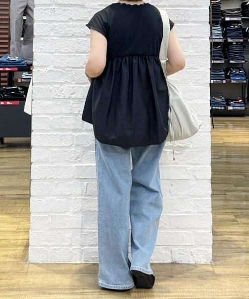 Right-on(ライトオン)の「HONEYSUCKLE ROSE(ハニーサックルローズ)接触冷感異素材切替ノースリーブTシャツ(その他トップス・レディース・オフホワイト/ブラック・M/L)」の20枚目の写真
