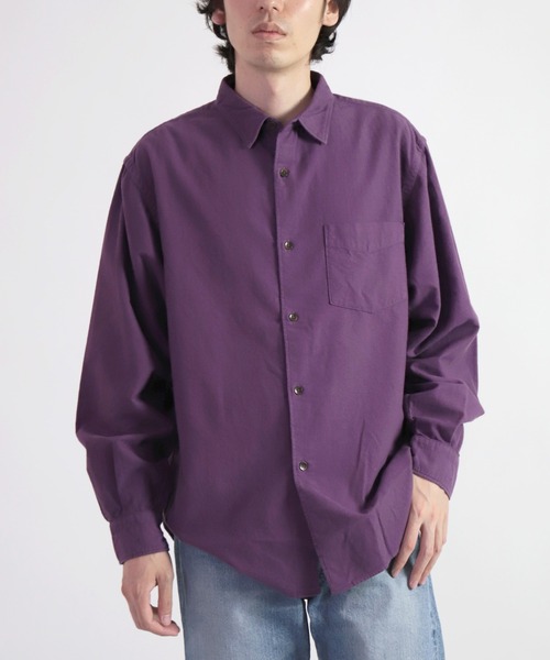 SPELLBOUND（スペルバウンド）の「[SPELLBOUND / スペルバウンド] ソリッドコットンネル スタンダードシャツ（シャツ/ブラウス・メンズ・パープル/モスグリーン/チャコールグレー・2/3/4）」の3枚目の写真