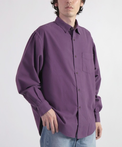 SPELLBOUND（スペルバウンド）の「[SPELLBOUND / スペルバウンド] ソリッドコットンネル スタンダードシャツ（シャツ/ブラウス・メンズ・パープル/モスグリーン/チャコールグレー・2/3/4）」の4枚目の写真