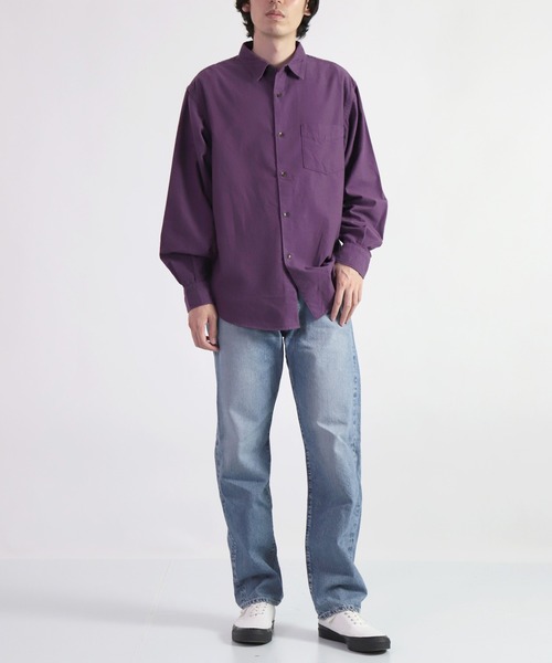 SPELLBOUND（スペルバウンド）の「[SPELLBOUND / スペルバウンド] ソリッドコットンネル スタンダードシャツ（シャツ/ブラウス・メンズ・パープル/モスグリーン/チャコールグレー・2/3/4）」の5枚目の写真